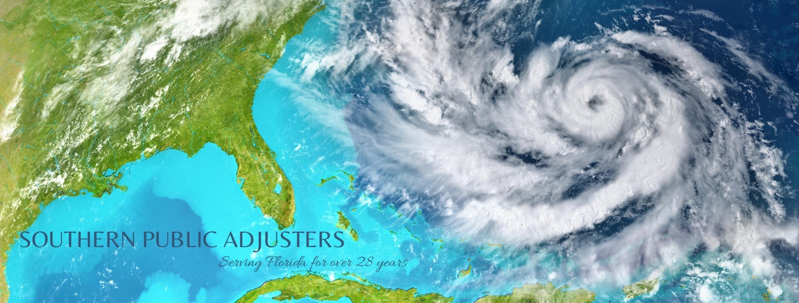Satellite image of a hurricane approaching the southeastern US coastline.