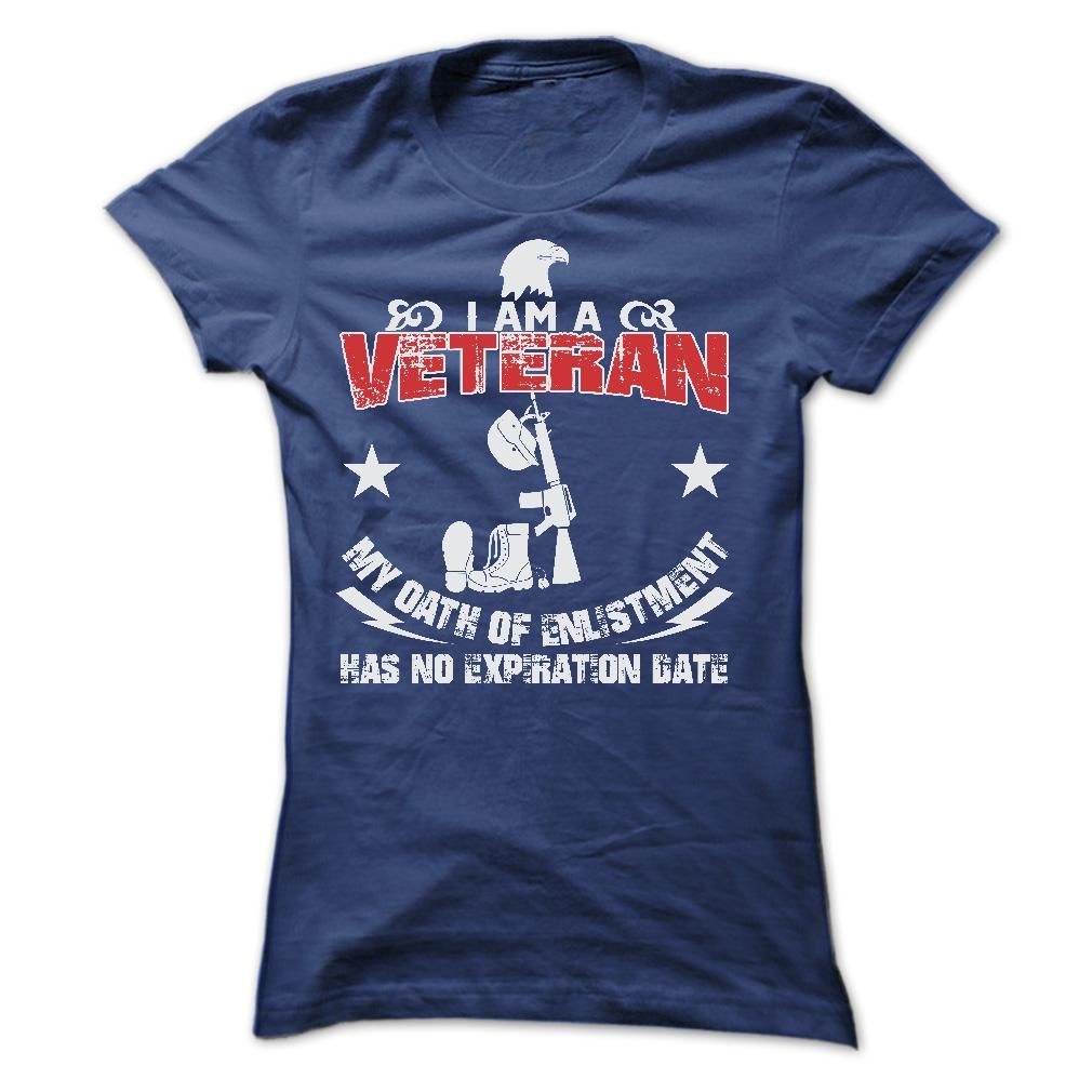 Blue veteran-themed t-shirt with patriotic design.