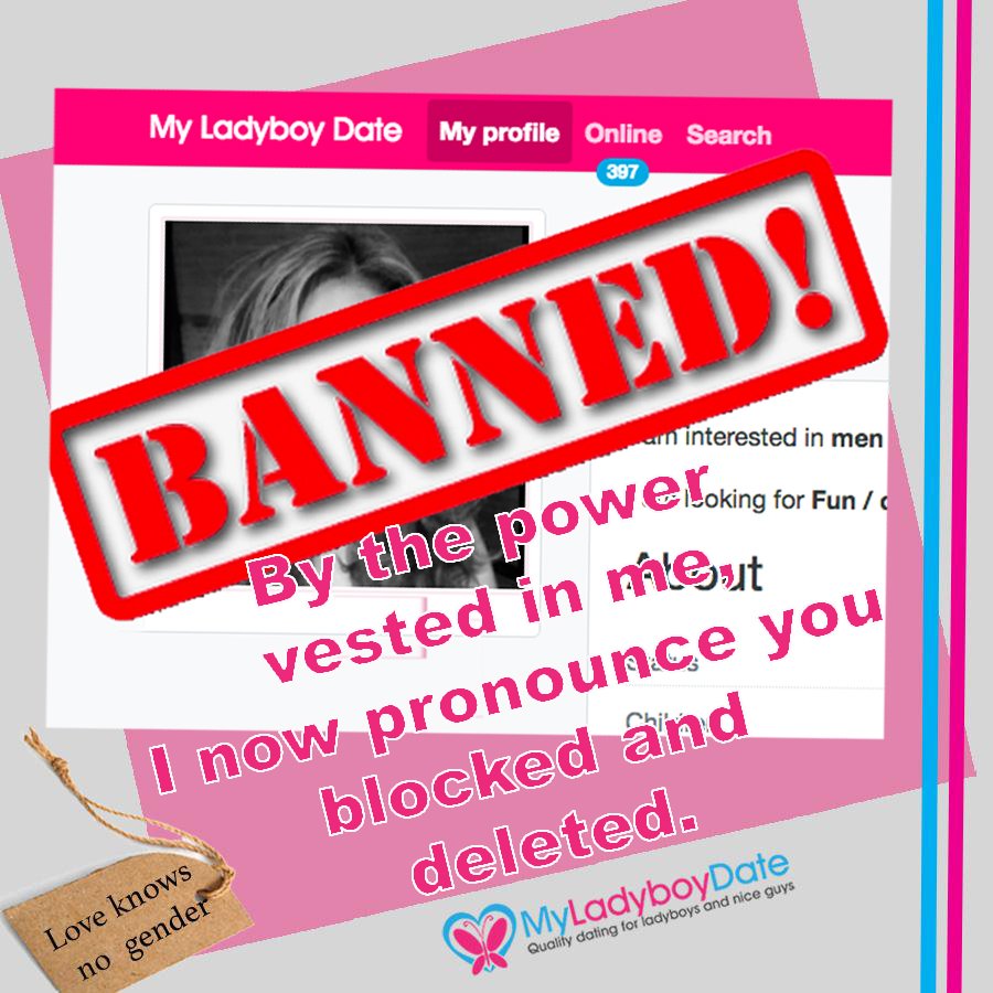 Website profile banned with red stamp.