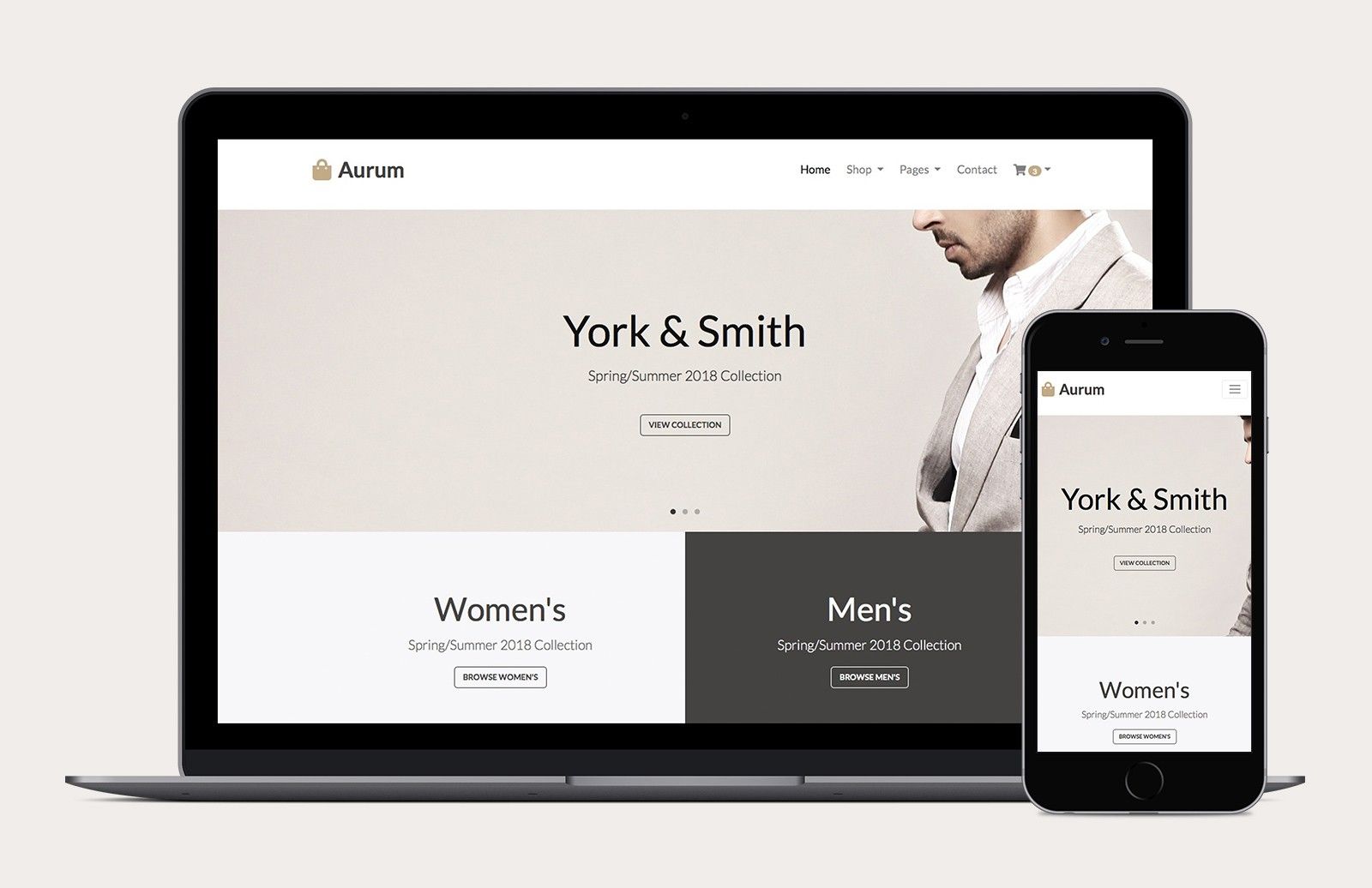 Responsive website design on laptop and smartphone.